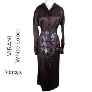 Virani White Label Vintage Skirt with Floral Embroidery And Sheer Blouse